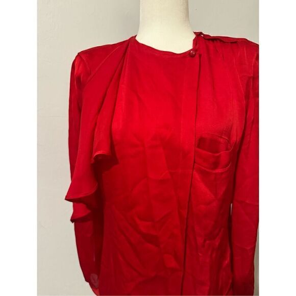 Giorgio Armani Red button front blouse long sleeve 40/4 - Picture 2 of 6
